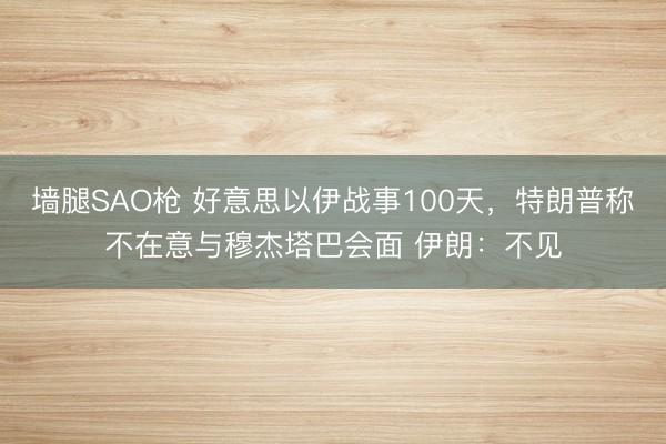 墙腿SAO枪 好意思以伊战事100天,特朗普称不在意与穆杰塔巴会面 伊朗:不见
