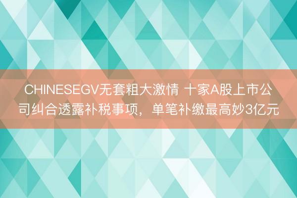 CHINESEGV无套粗大激情 十家A股上市公司纠合透露补税事项,单笔补缴最高妙3亿元